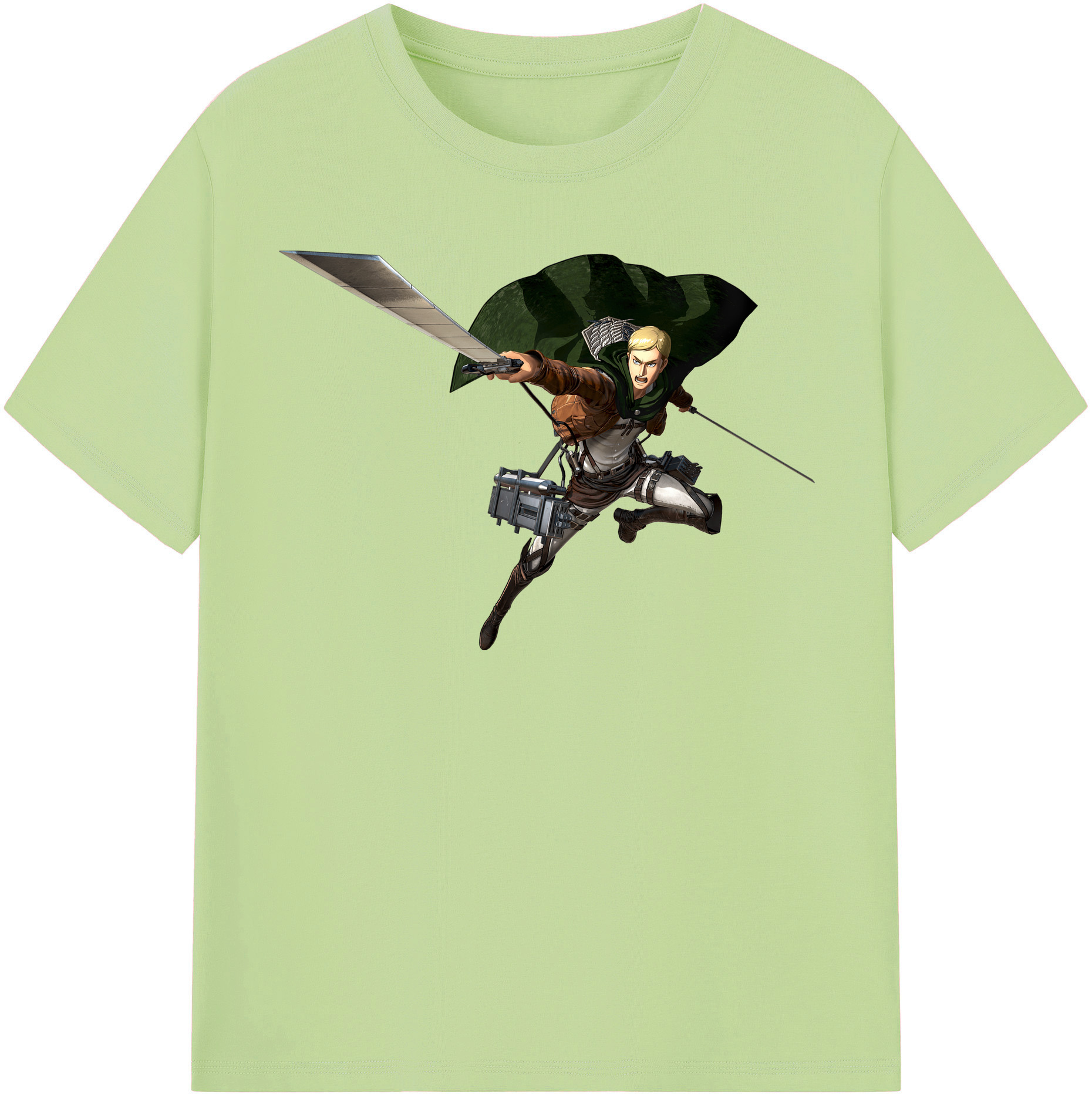 （画像用） 進撃の巨人 エルヴィン・スミス Attack on Titan Erwin Smith 綿100％半袖Tシャツ（フロントプリント）